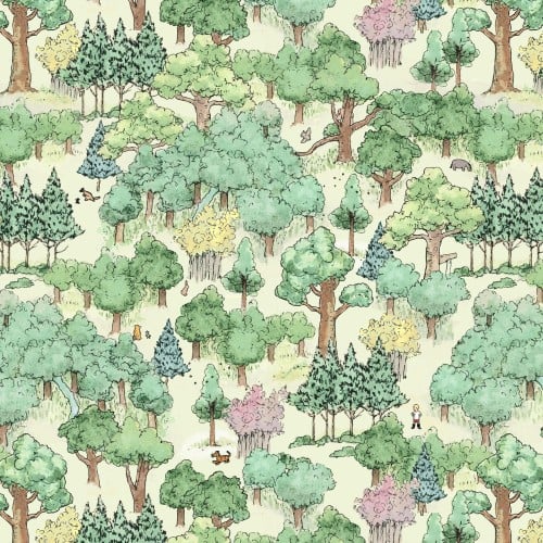 Tissu en coton vert classique Winnie Forest - 43"/44" par yard