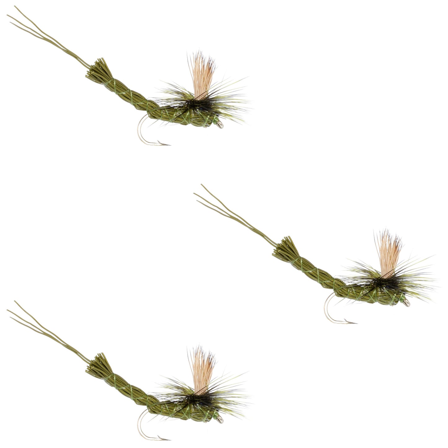Pack de 3 mouches sèches Green Para Drake à corps allongé - Taille 10