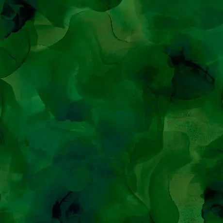 Tissu en coton à motifs aquarelle vert evergreen aura