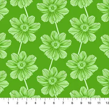 Tela de Algodón Indeleble Floral Verde de Anna Maria - 44"/45" por Yarda