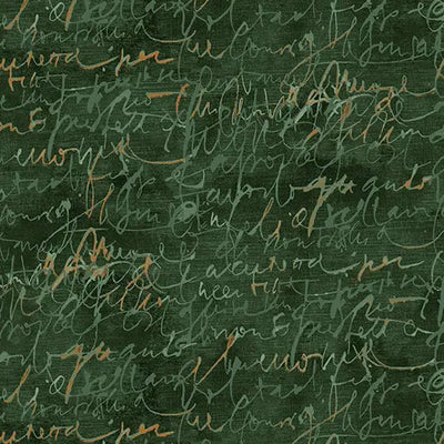 Green Fluidity Script Cotton Fabric - 44"/45" Per Yard