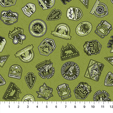 Green Monochromatic Patches Cotton Fabric - 44"/45" Per Yard