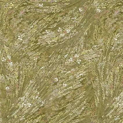 Green Olive Meadow Breeze Cotton Wideback Fabric per Yard