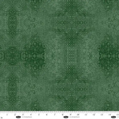 Tissu en coton large Casabella damassé texturé vert par yard