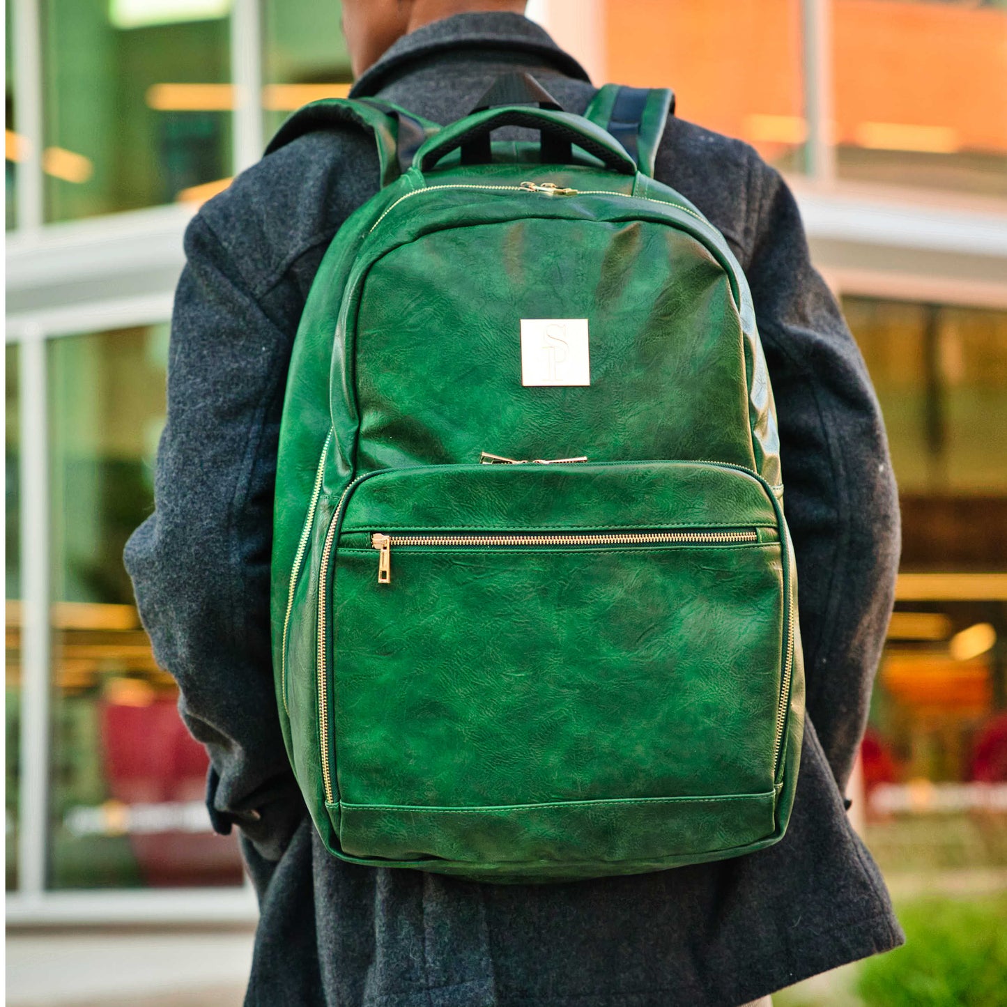 Bolso de viaje de piel verde esmeralda (diseño XL)