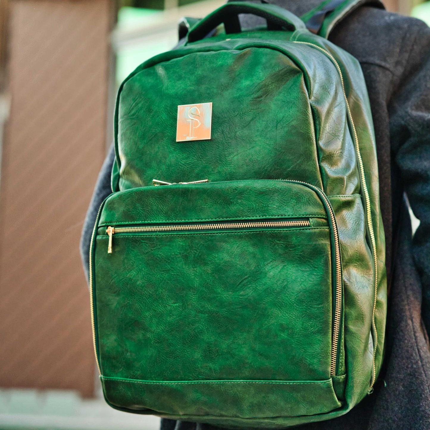 Bolso de viaje de piel verde esmeralda (diseño XL)