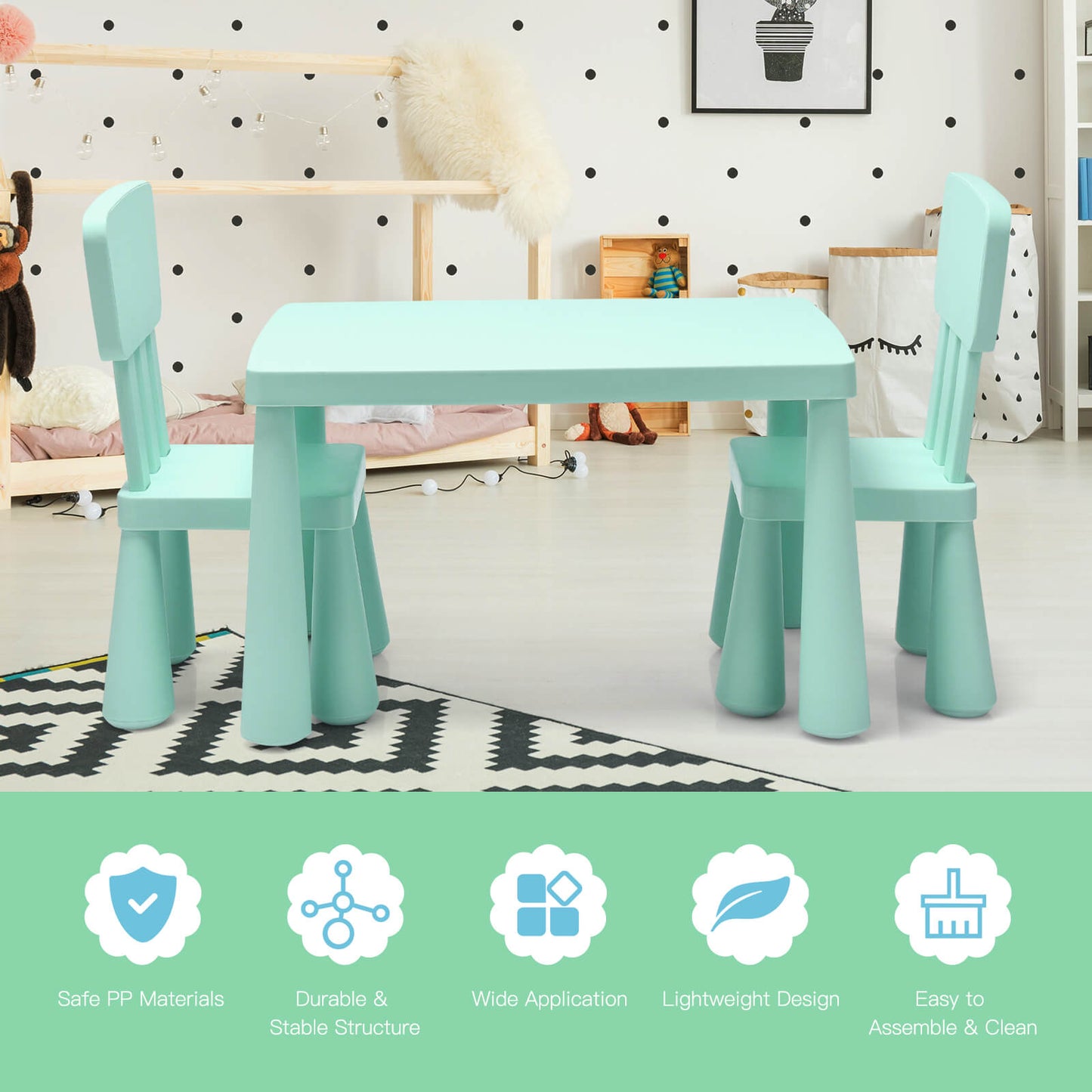 Ensemble de table et chaises multi-activités pour tout-petits - Vert