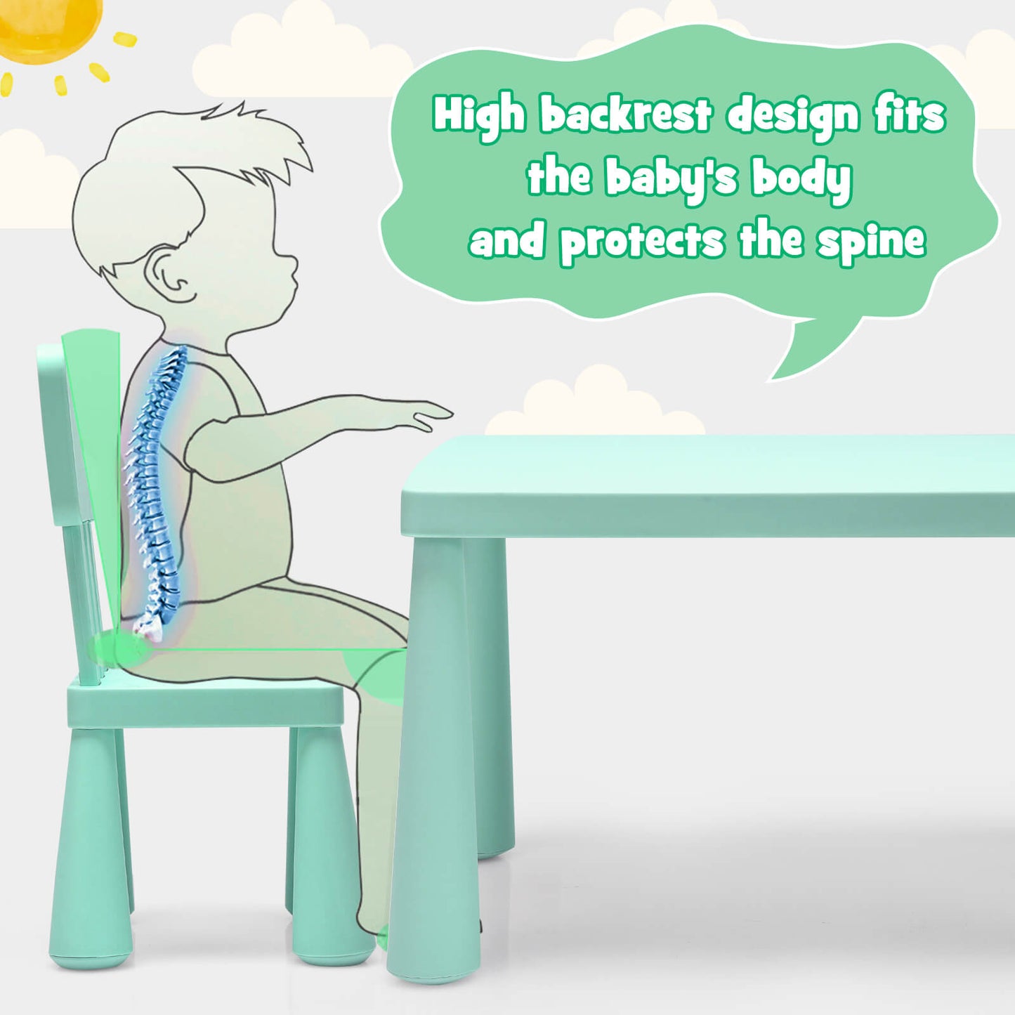 Ensemble de table et chaises multi-activités pour tout-petits - Vert