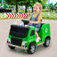 12V Kids Ride-on Garbage Truck with Recycling Accessories - Green