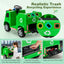 12V Kids Ride-on Garbage Truck with Recycling Accessories - Green