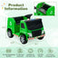 12V Kids Ride-on Garbage Truck with Recycling Accessories - Green