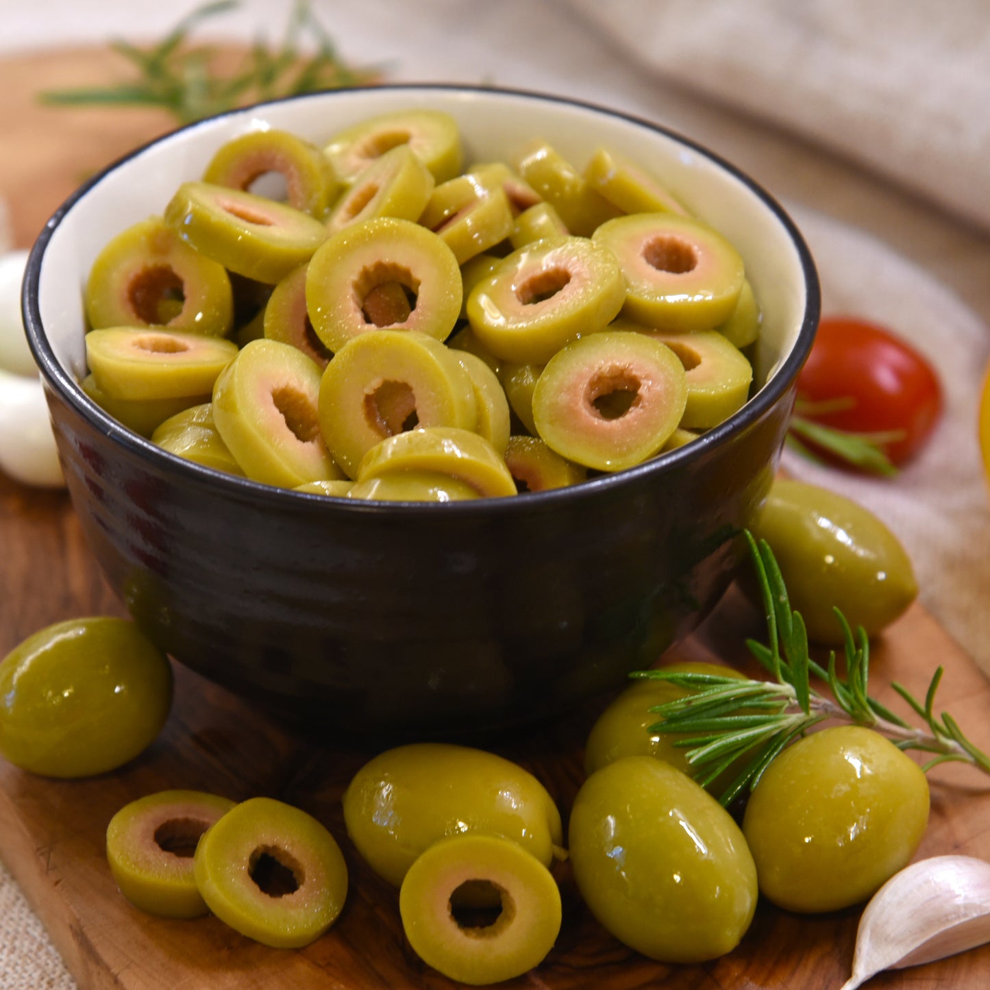 KORVEL Greek Green Sliced Halkidiki Olives – Super Colossal – 10.65 oz Glass Jar