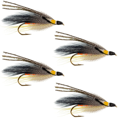 Premium Gray Ghost Streamer Flies - Set of 4, Size 4 Hooks - Korvel
