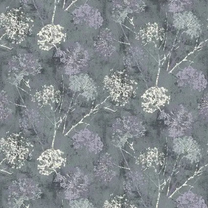 Grey Granite Dandelion Stamp Cotton Wideback Fabric