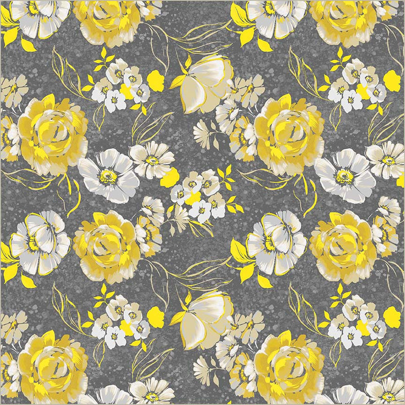 Tissu en coton Grey Verona Fiori - Qualité supérieure