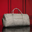 Grey Tumbled Leather Weekender Duffle Bag