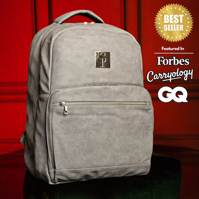 Sleek Grey Leather Travel Commuter Bag - Korvel