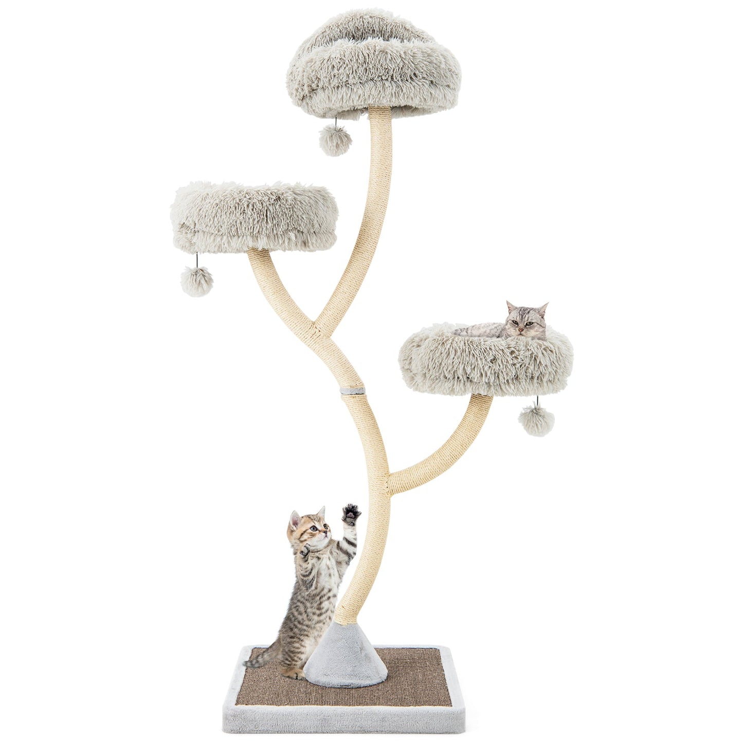 70 Inch Tall Cat Tree with 4 Layers and 3 Perches - Gray