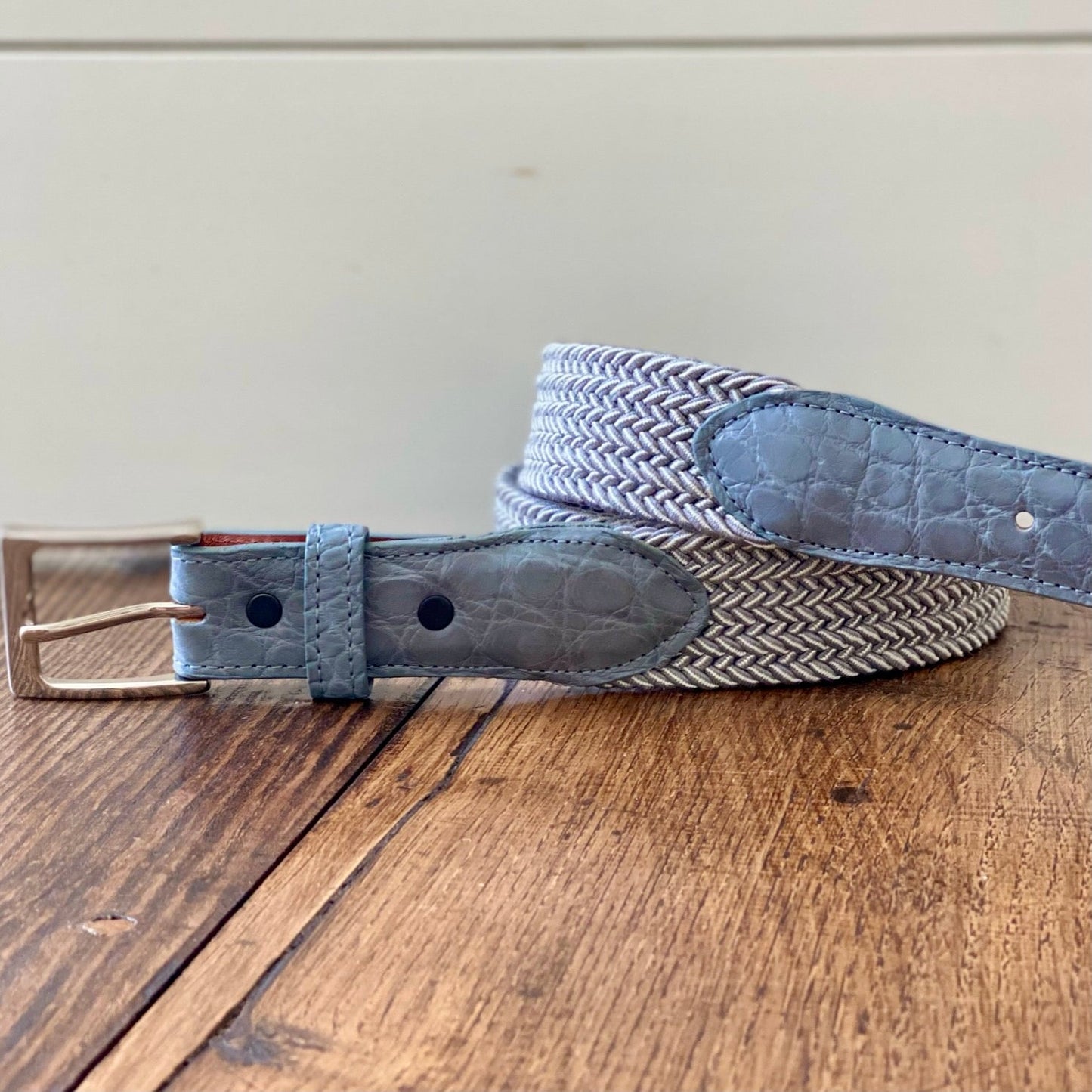 The Stretch Belt in Grey & White