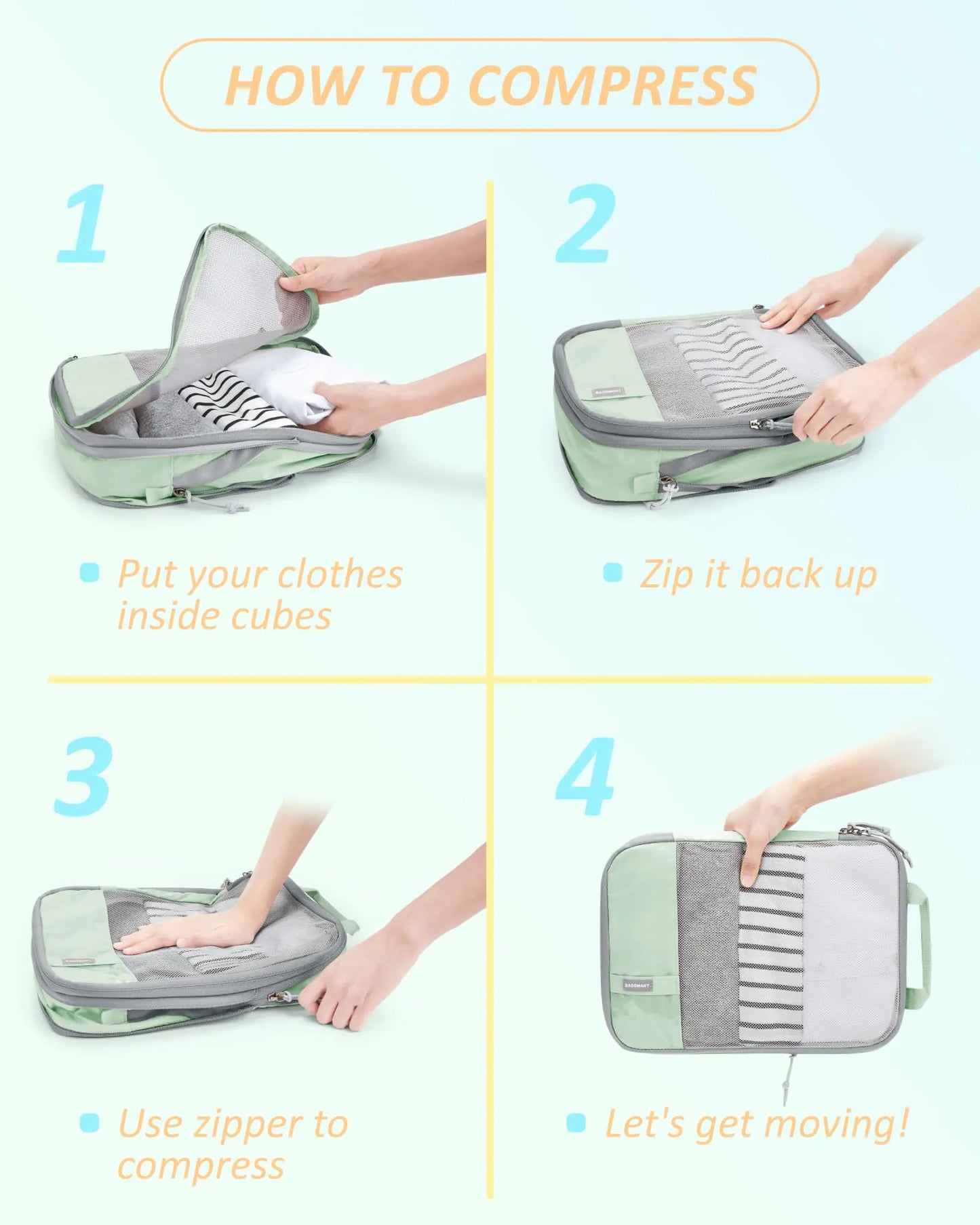 Ensemble de cubes de compression BAGSMART - Organisateurs de voyage