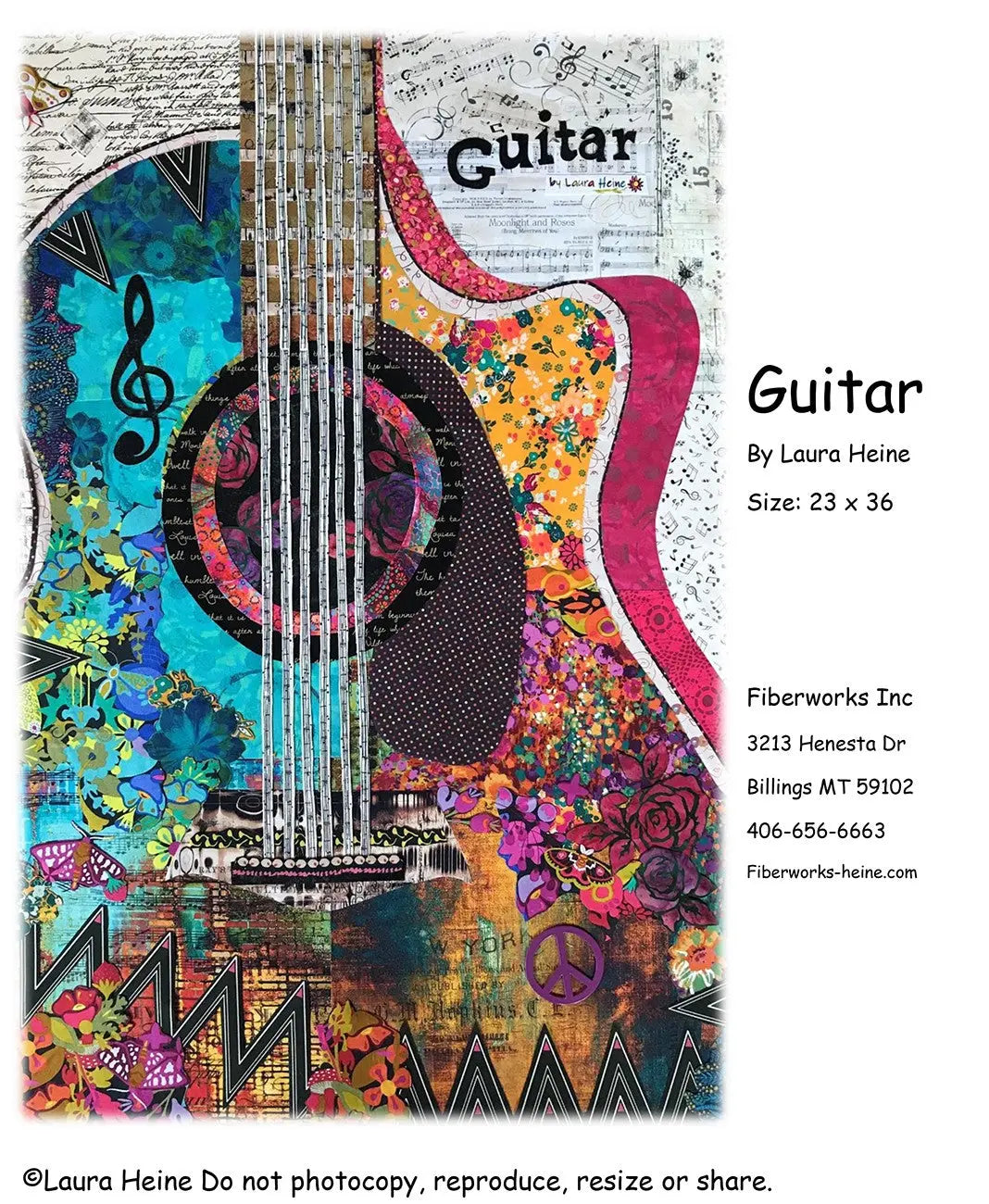 Patrón de Costura Collage de Guitarras por Laura Heine