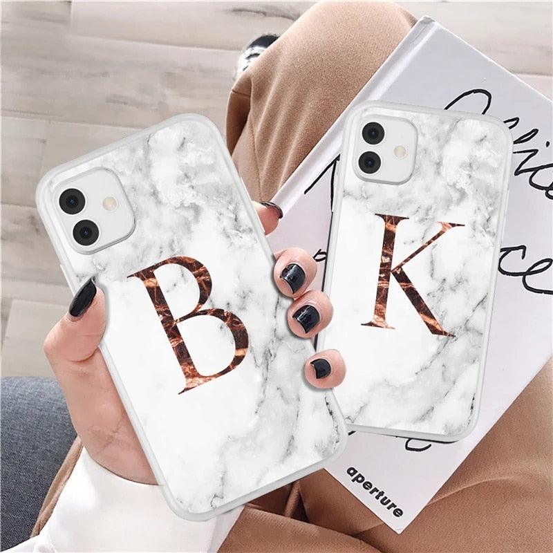 Funda de teléfono de textura de mármol blanco A-Z premium para iPhone 12 Mini