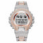 Montre numérique quartz LED dorée de luxe pour hommes