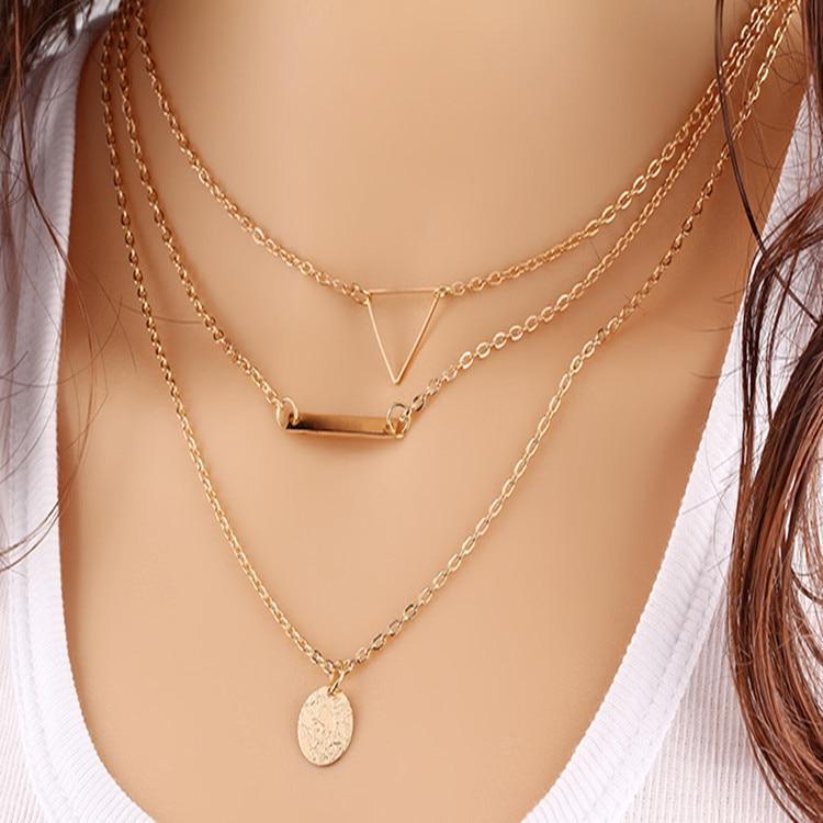 Modern Vintage Multilayer Crystal Gold Choker Necklace