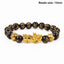 Obsidian Stone Beads Bracelet - Unisex Gold Black Pixiu Design