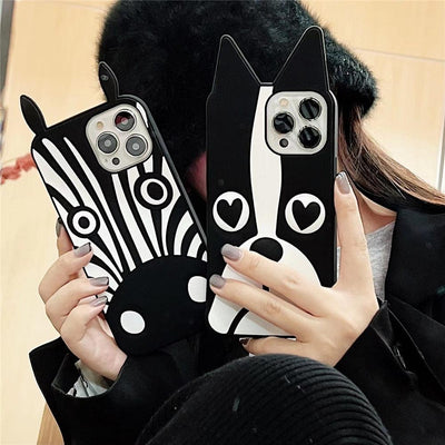 Funda de teléfono de silicona de perro de dibujos animados 3D linda para iPhone
