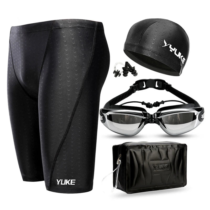 Pantalones de baño para hombres con gafas de natación impermeables y tapa para tapones de oído