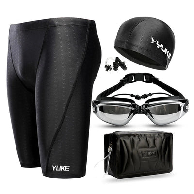 Men's Swim Shorts with Waterproof Goggles & Ear Plug Cap