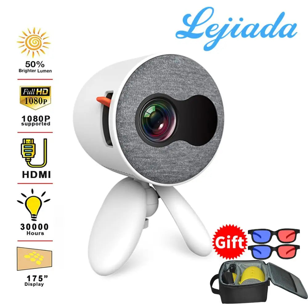 LEJIADA YG220 Mini Projector 3.5mm Audio Phone with screen Update Version Portable Pocket Cute Projector Video Player Kids Gift - Korvel