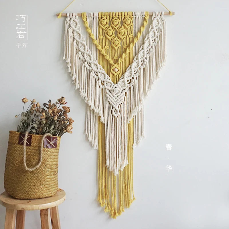 Nordic Macrame Wall Hanging Handmade Tapestry Boho Decor Tassel Living Room Wall Hanging Decoration - Korvel