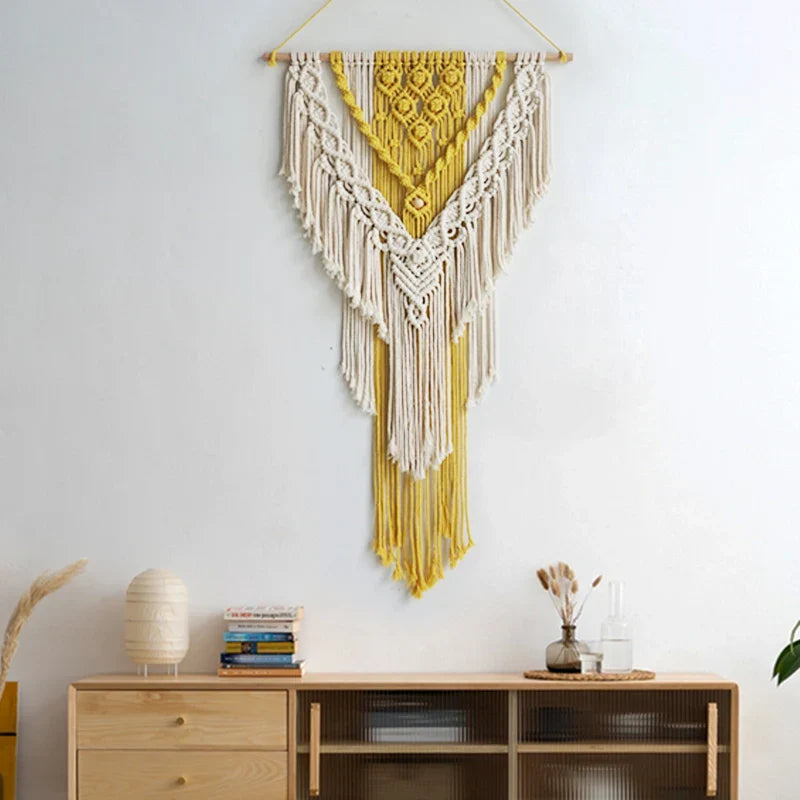 Nordic Macrame Wall Hanging Handmade Tapestry Boho Decor Tassel Living Room Wall Hanging Decoration - Korvel