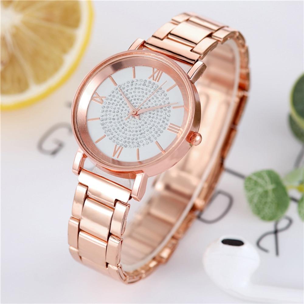 Montre de Luxe Femme en Or Rose STEVVEX avec Accents en Diamant
