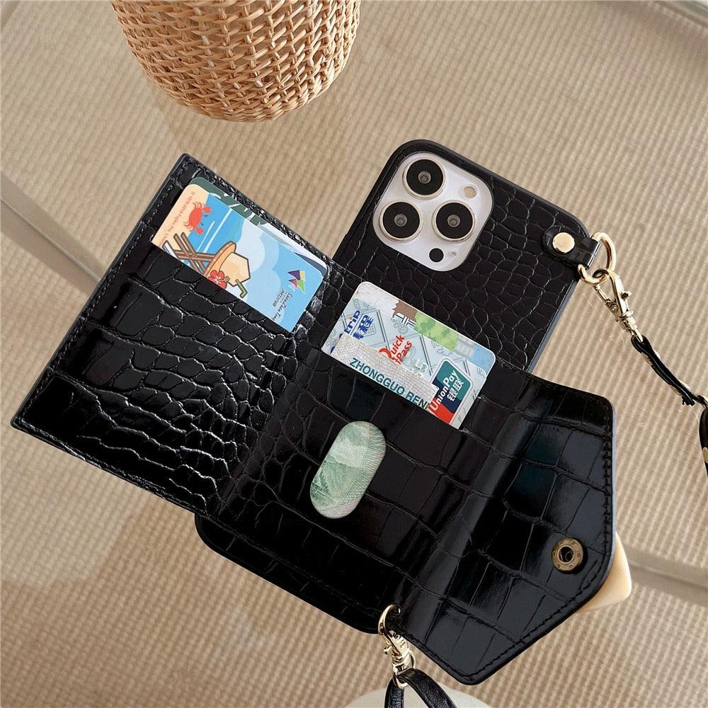 Luxury Love Black Lanyard Phone Case for iPhone