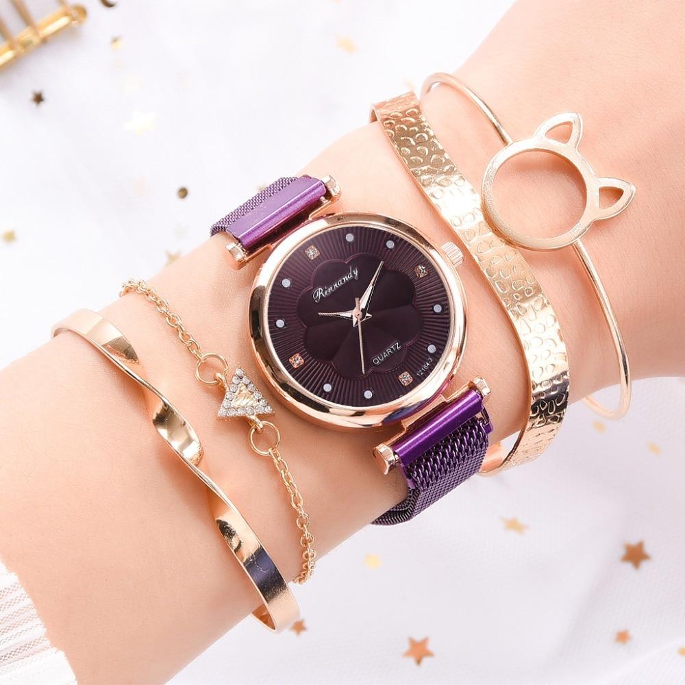 Ensemble de Montre à Quartz de Luxe pour Femmes avec Bracelet