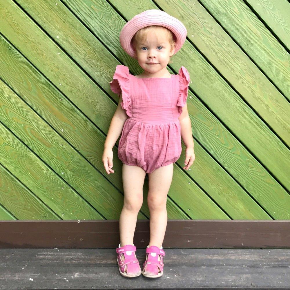 Elegant Cotton Baby Bodysuit for Girls - Summer One-Piece