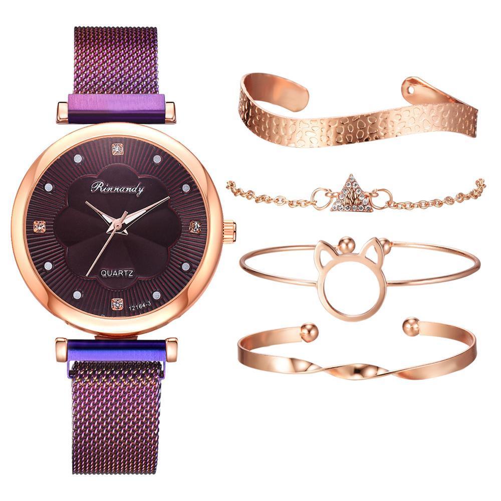 Ensemble de Montre à Quartz de Luxe pour Femmes avec Bracelet