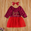 Robe Rouge de Noël à Manches Longues pour Filles Bébés