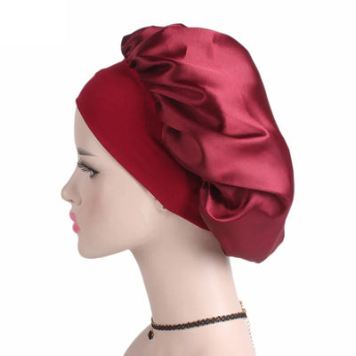 1pc Adjust Solid Satin Bonnet Hair Styling Cap Long Hair Care Women Night Sleep Hat Silk Head Wrap Shower Cap Hair Styling Tools - Korvel