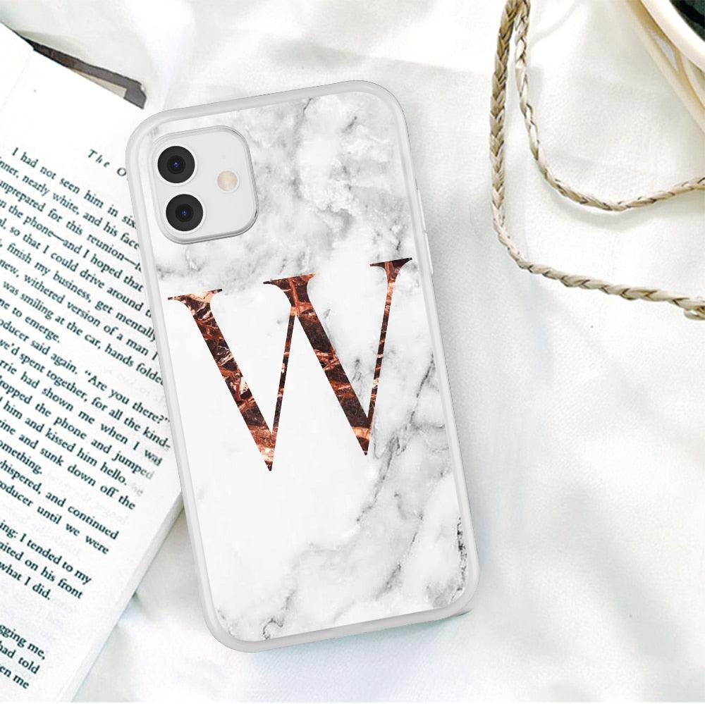 Funda de teléfono de textura de mármol blanco A-Z premium para iPhone 12 Mini