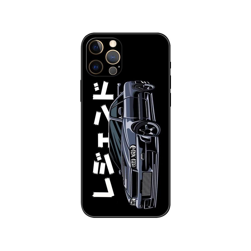 Coque de téléphone noire premium pour modèles d'iPhone