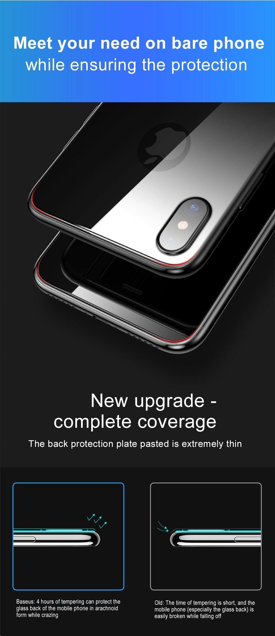Protecteur arrière en verre trempé 9D pour modèles d'iPhone
