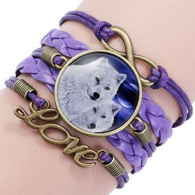 Classic Retro Wolf Head Leather Bracelet for Men & Women