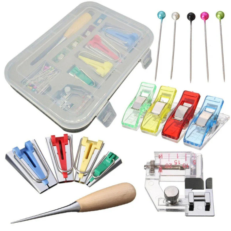 16pcs Household Electric Sewing Bias Tape Machine Kit Fabric Bias Binding Tape Suits DIY Sewing Tools - Korvel