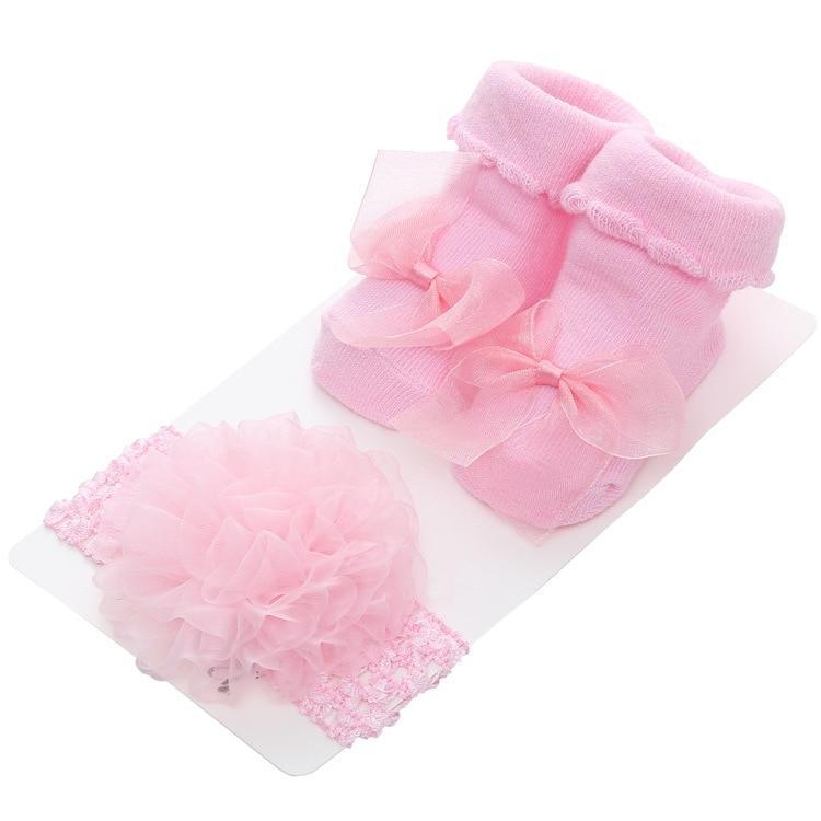 Adorable Princess Bow Baby Socks & Hairband Set - Cozy & Stylish for Girls - Korvel