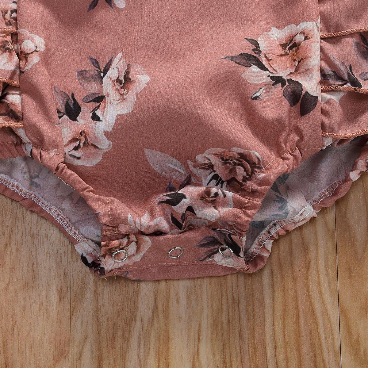 Combinaison à volants imprimée florale pour bébés filles avec bandeau