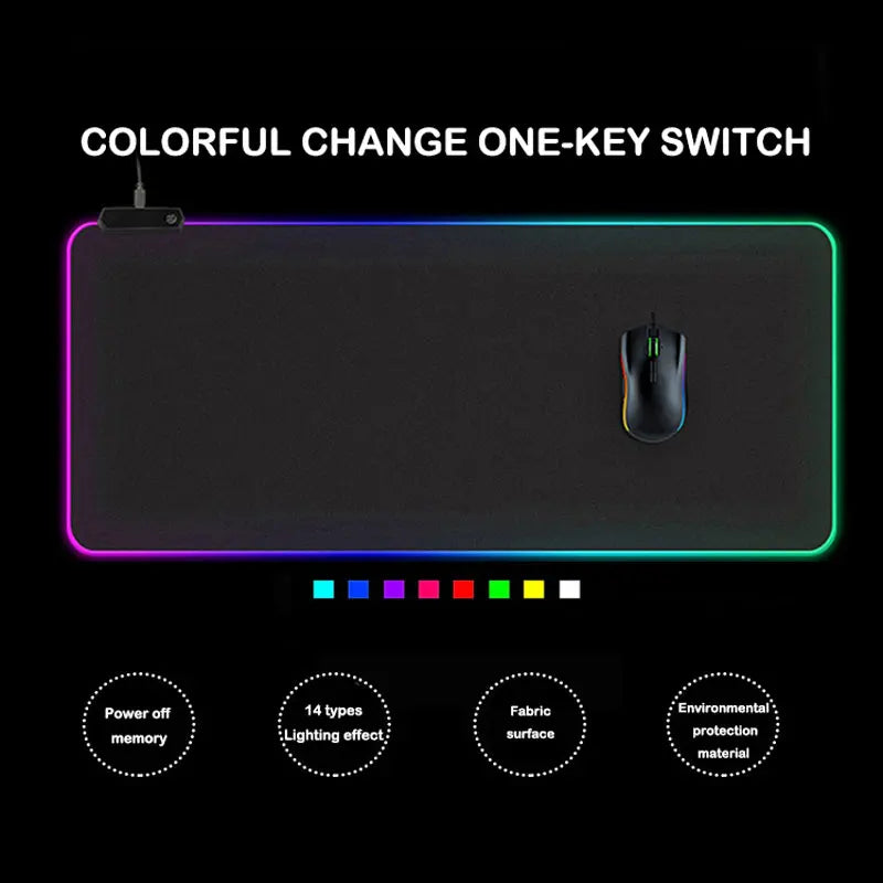 LED Light Gaming Mouse Pad RGB Large Keyboard Cover Non-Slip Rubber Base Computer Carpet Desk Mat PC Game Mouse Pad - Korvel